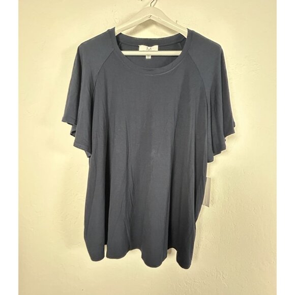 Magaschoni Womens Navy Blue Relaxed Fit Short Sleeve T-Shirt Size XL Stretch New - Picture 1 of 8
